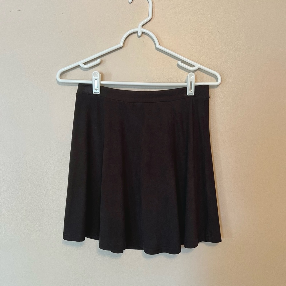 Black Faux Suede Circle Skirt, Size S
